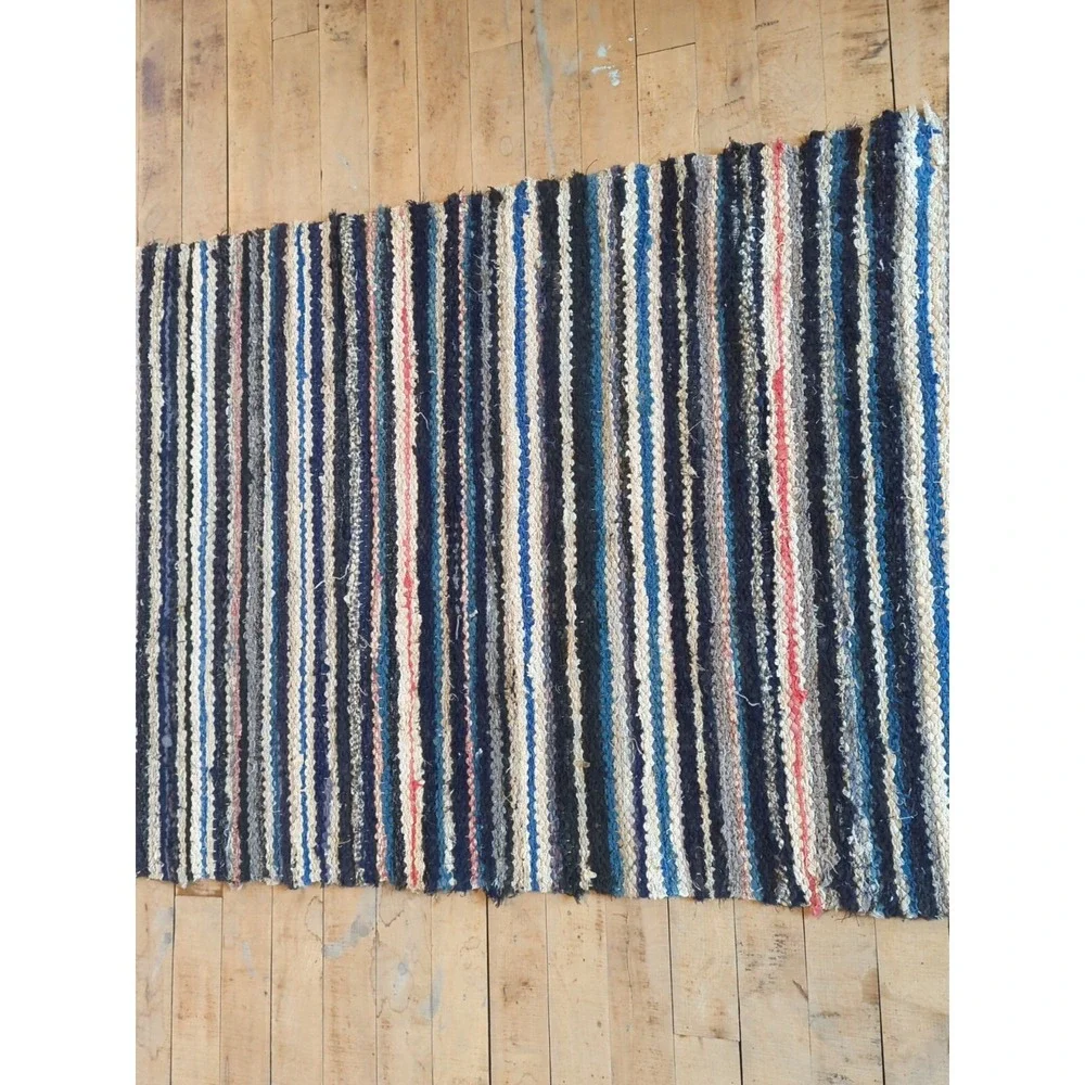 Antique Imported Swedish Hand‎ Made Rag Rug Runner (27.5